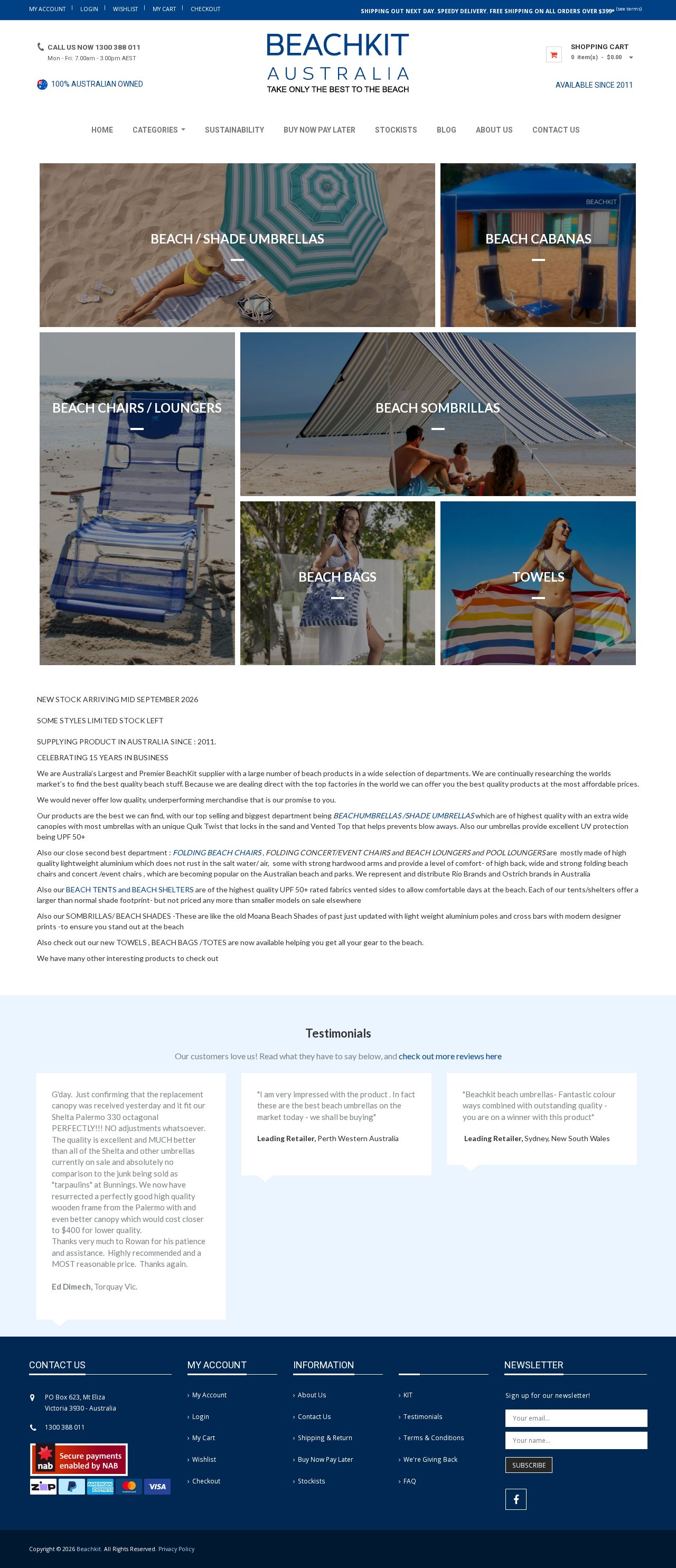 Bingley Eleven Pty Ltd (trading as BeachKit) website
