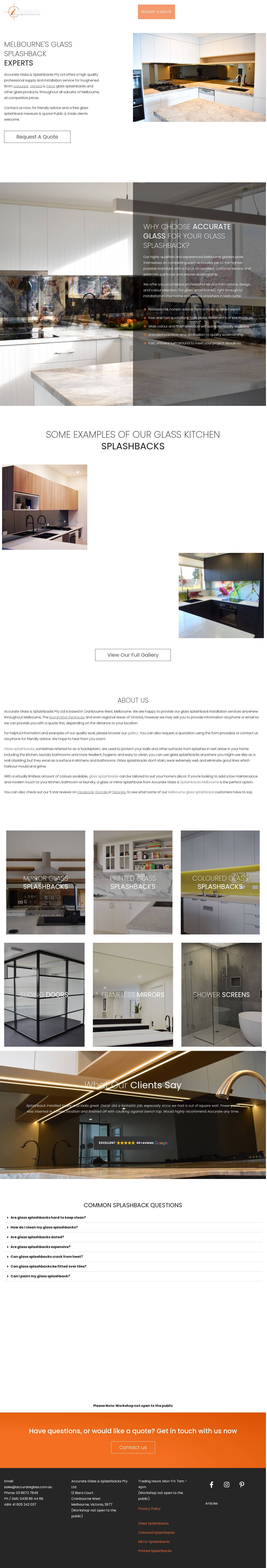 Accurate Glass Splashbacks Melbourne website