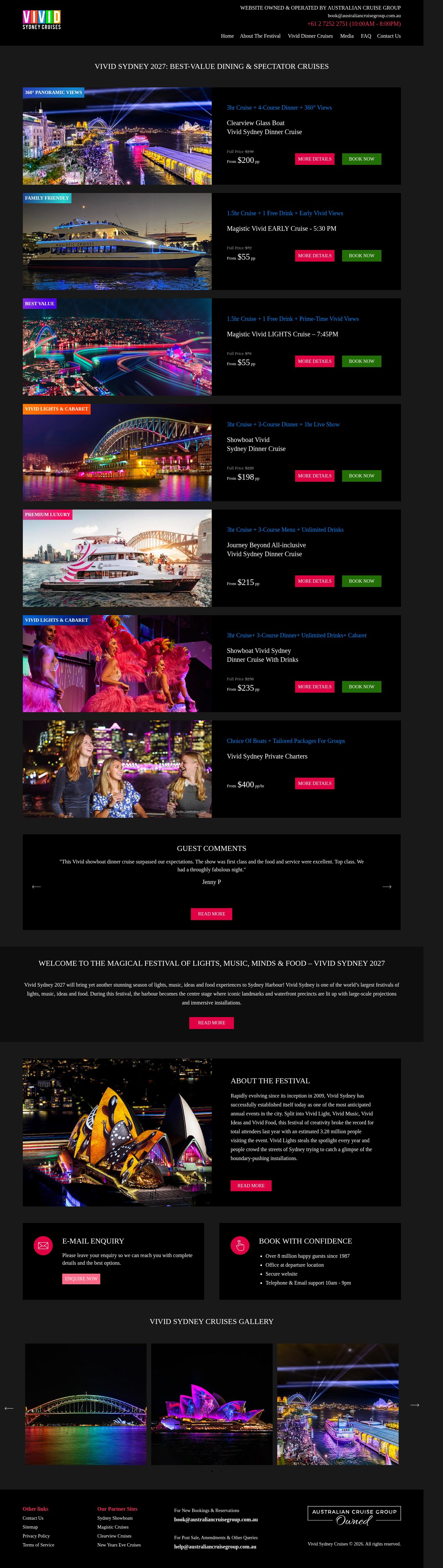 Vivid Sydney Cruises website