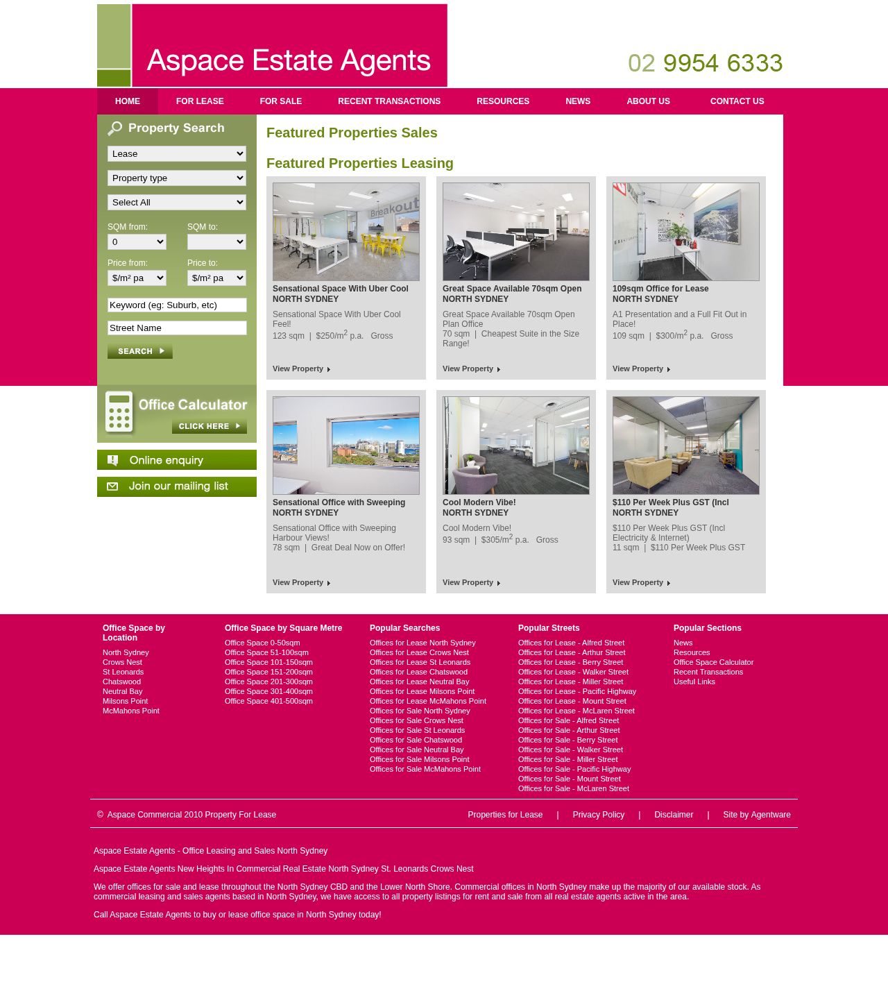 Aspace Estate Agents website