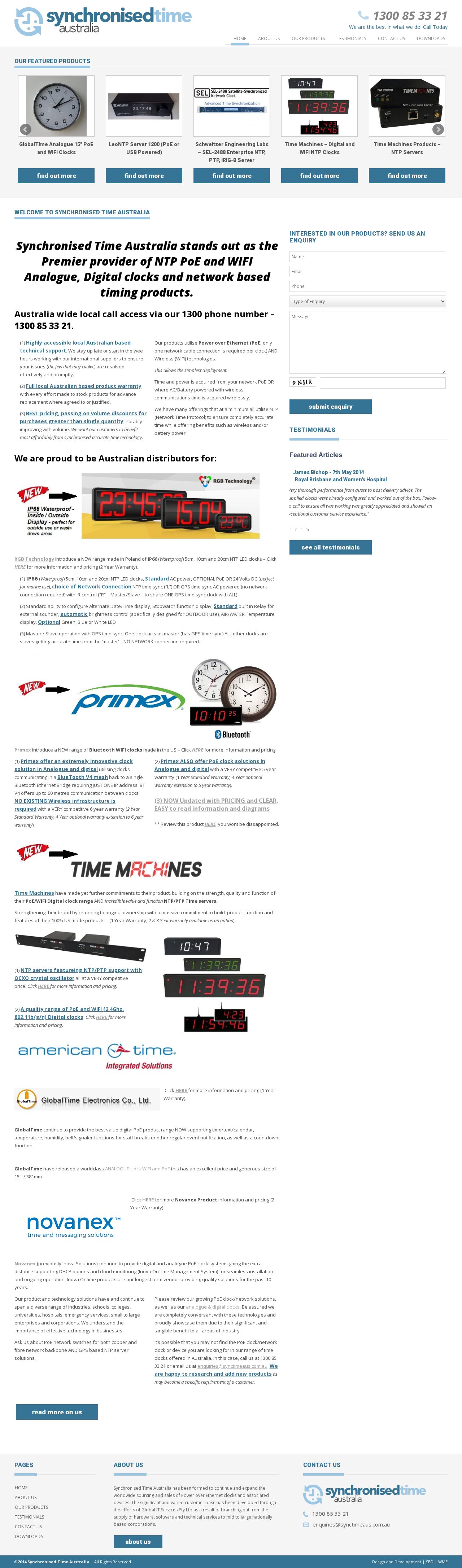 Synchronised Time Australia website