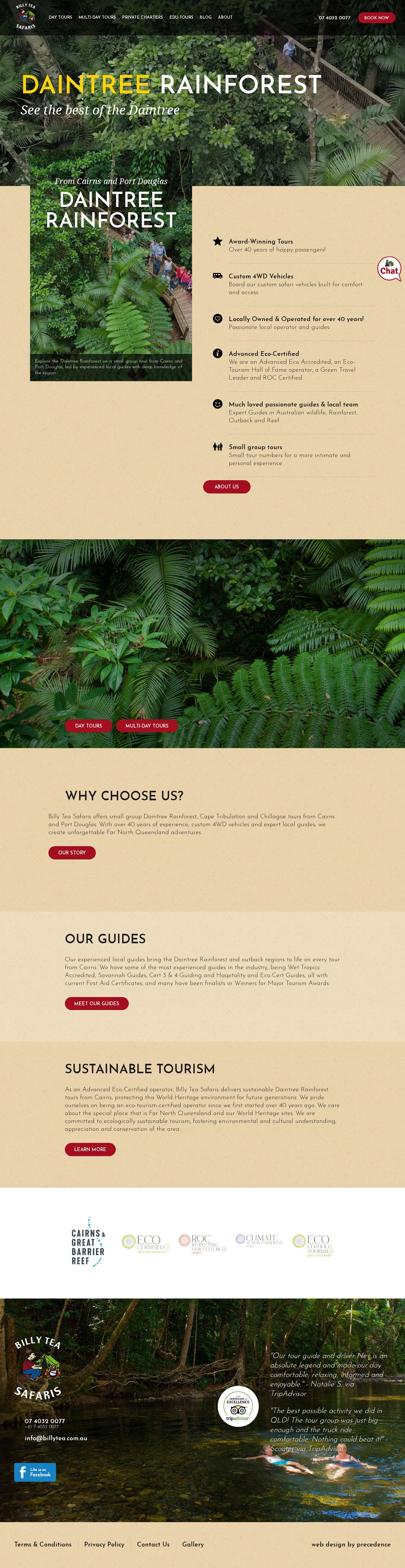 Billy Tea Tours website