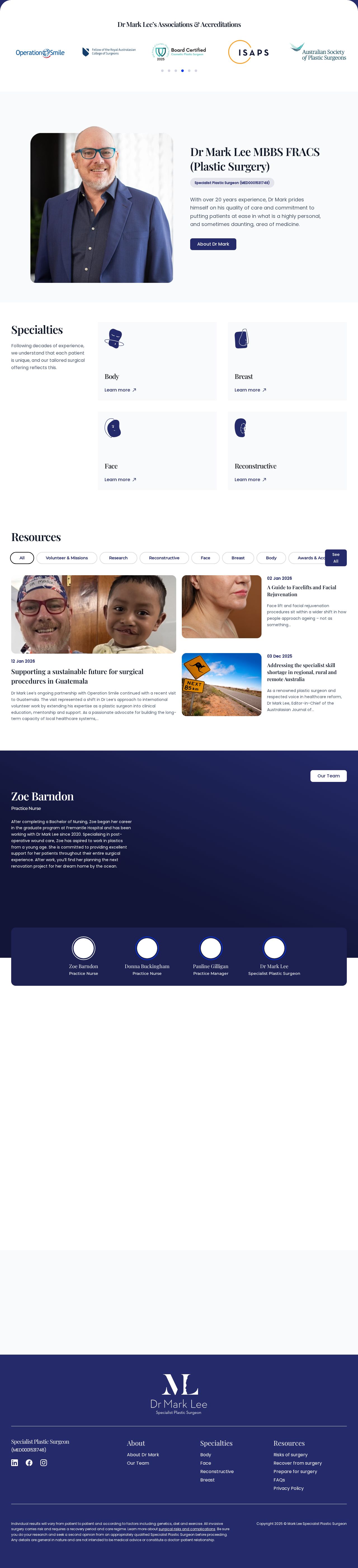 Mark Lee Plastic Surgeon website