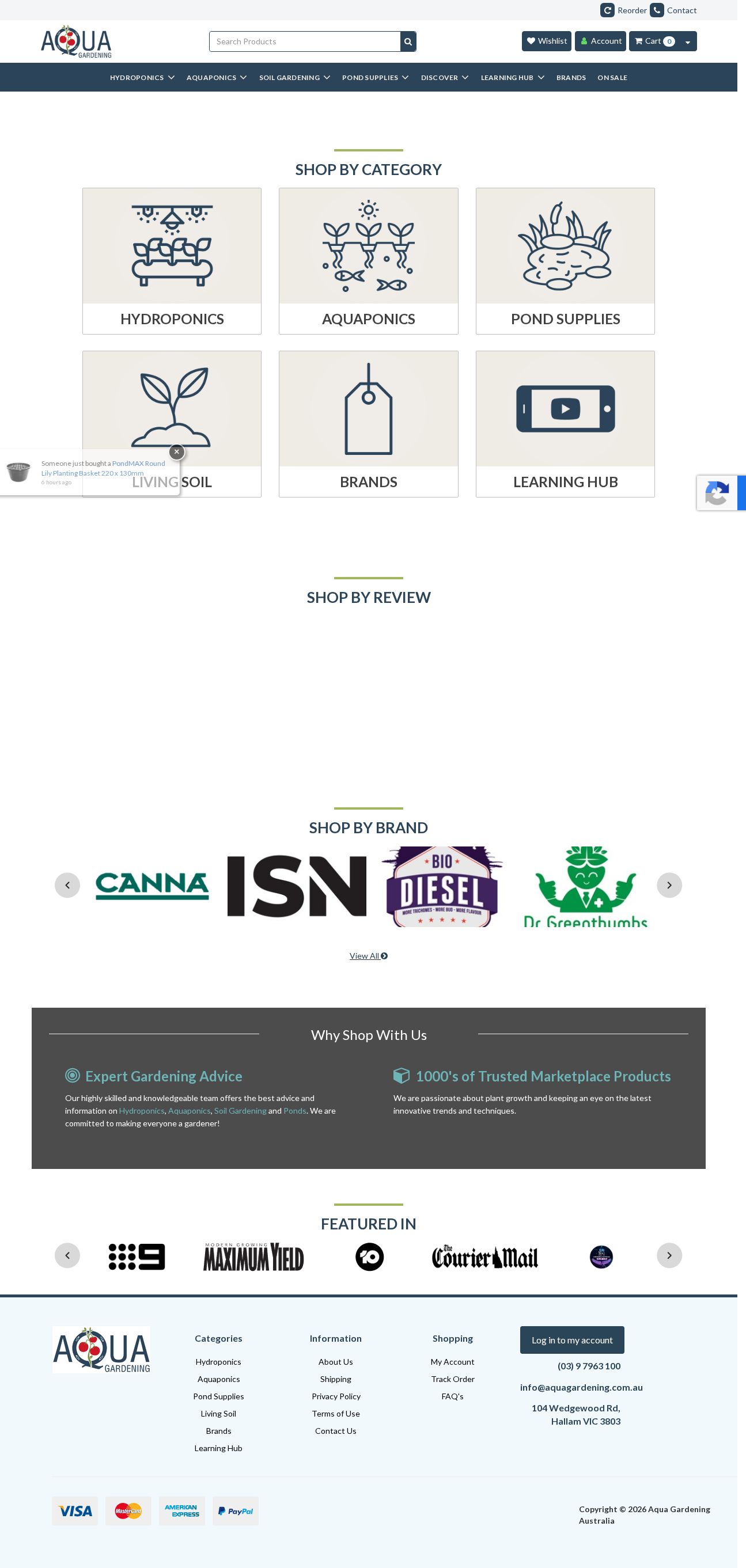 The Hydroponic Warehouse website