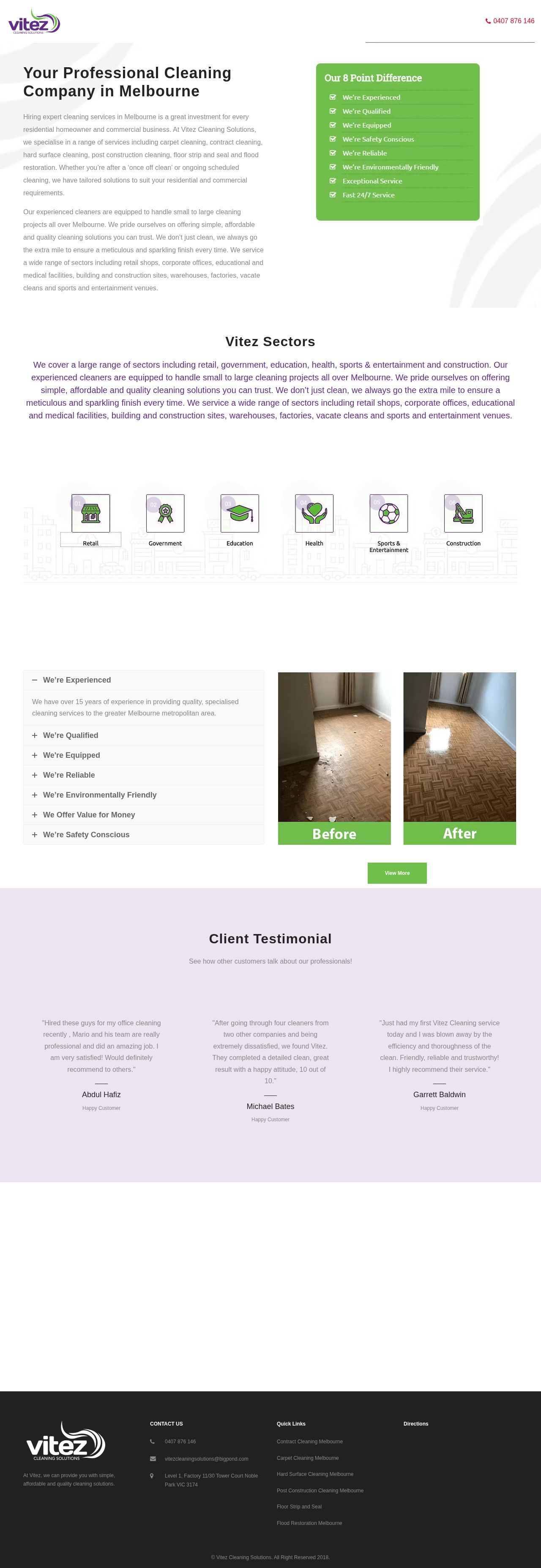 Vitez Cleaning Solutions website