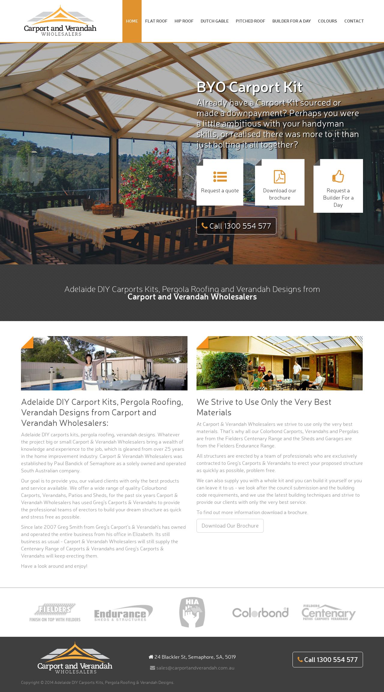 Carport & Verandah Wholesalers website