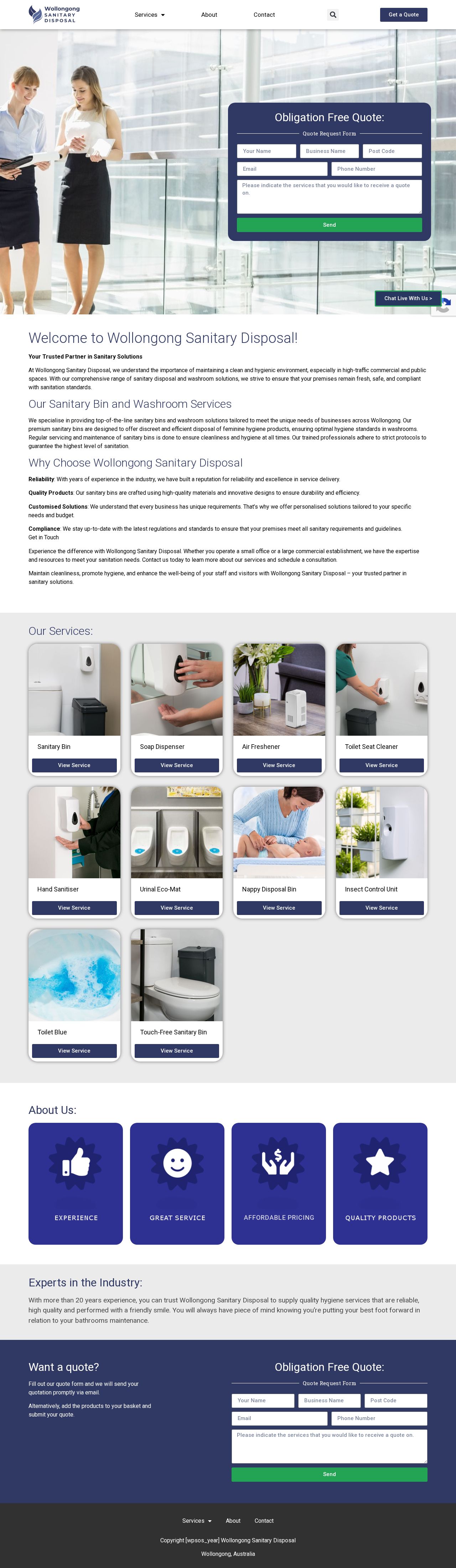 Wollongong Sanitary Disposal website