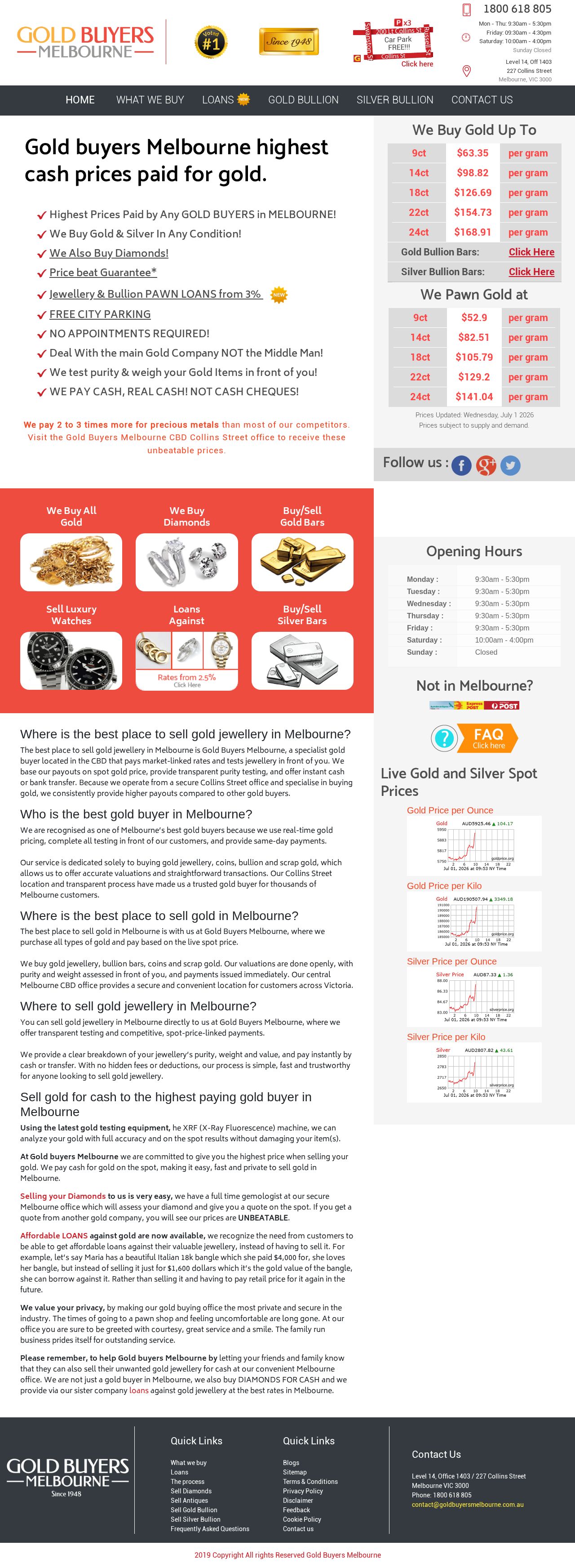 Gold Buyers Melbourne website