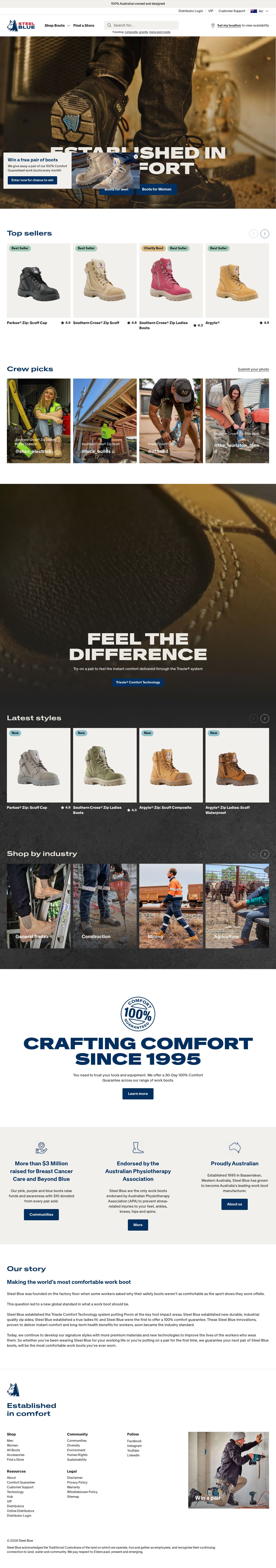 Steel Blue Boots website