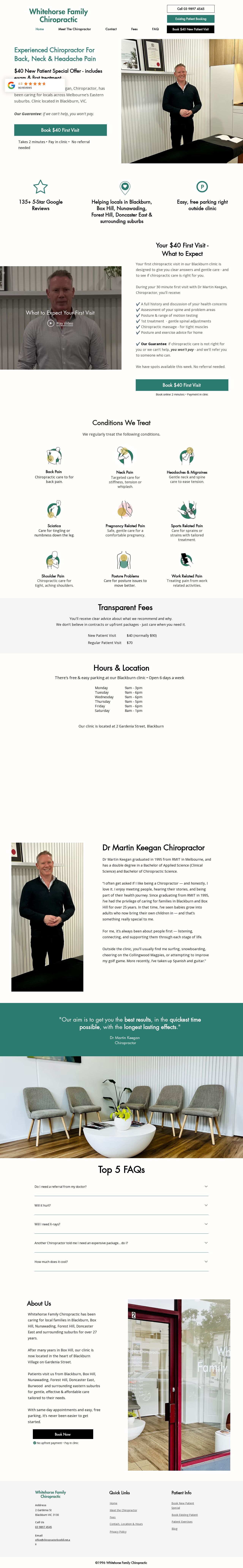 Whitehorse Family Chiropractic website