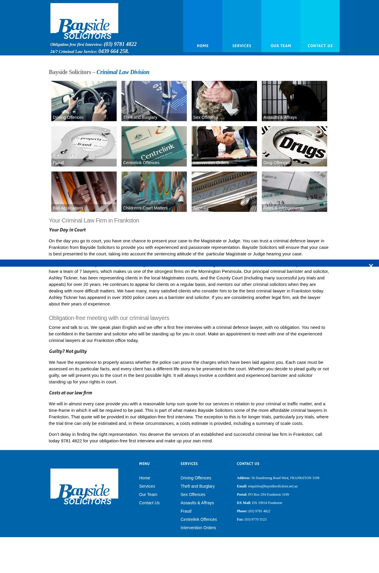 Bayside Solicitors website