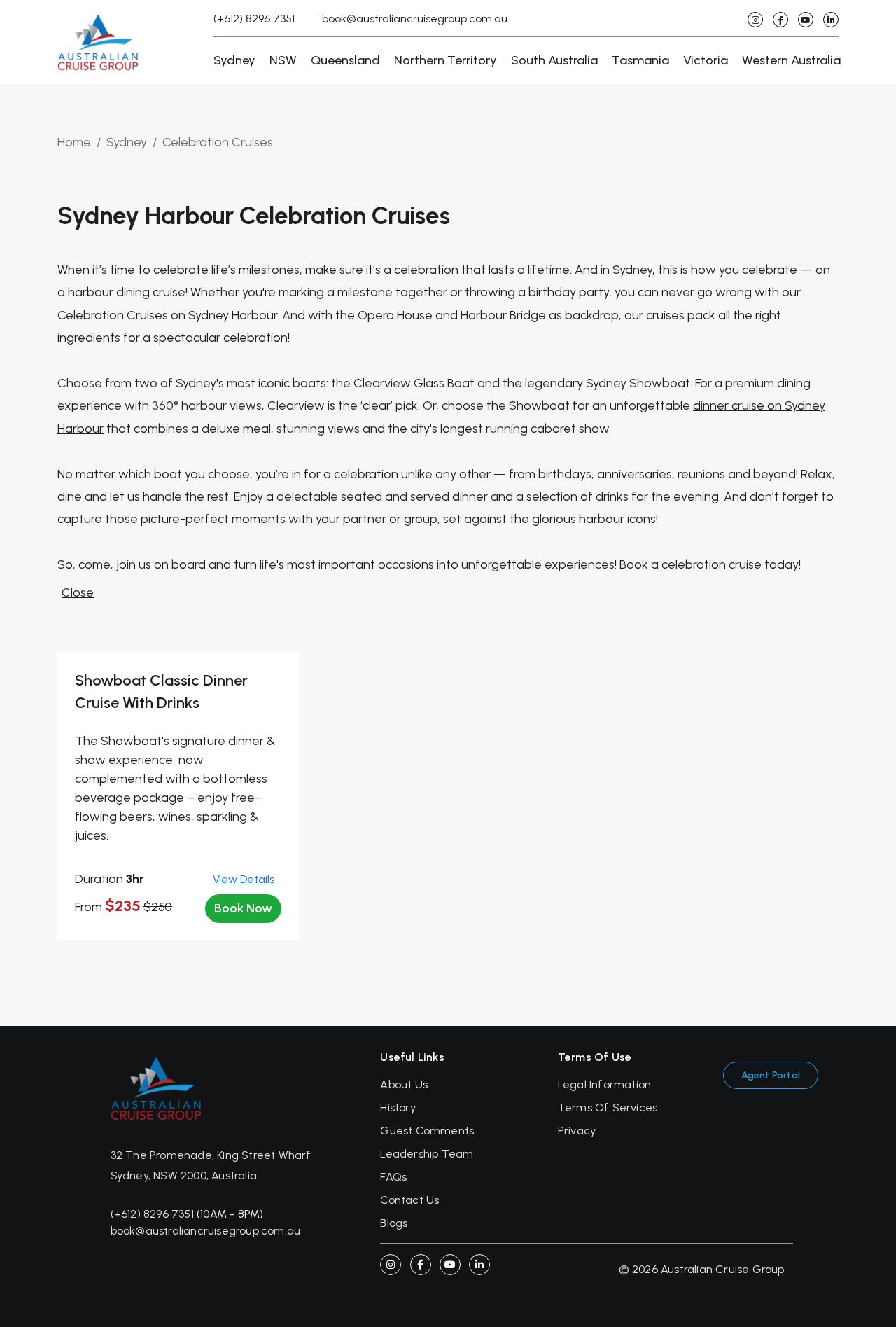 Birthday Party Cruises website