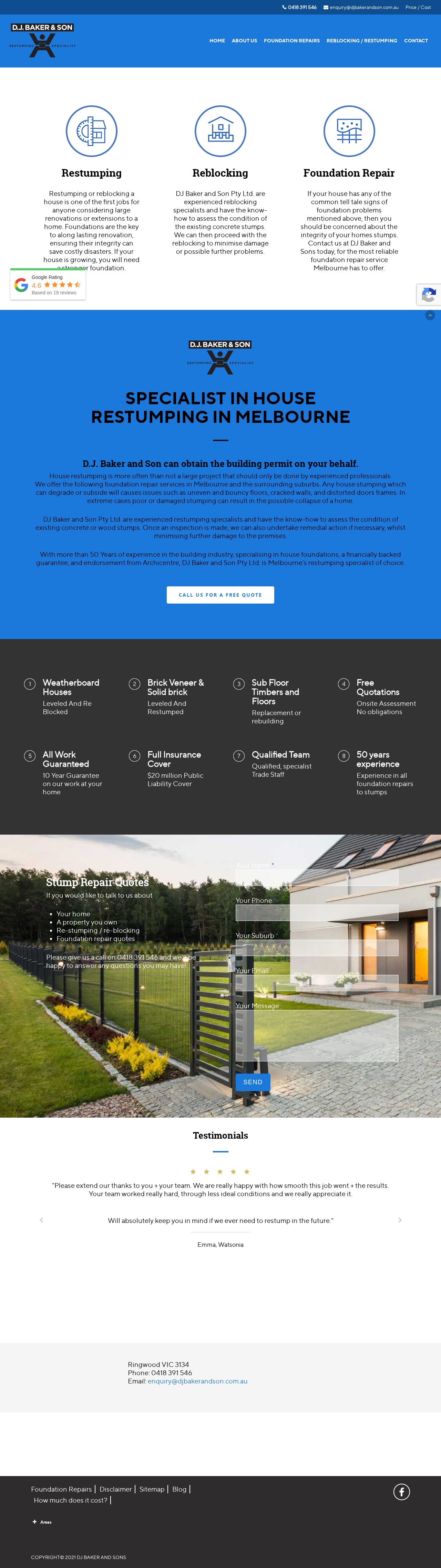 Restumping and Foundation experts website