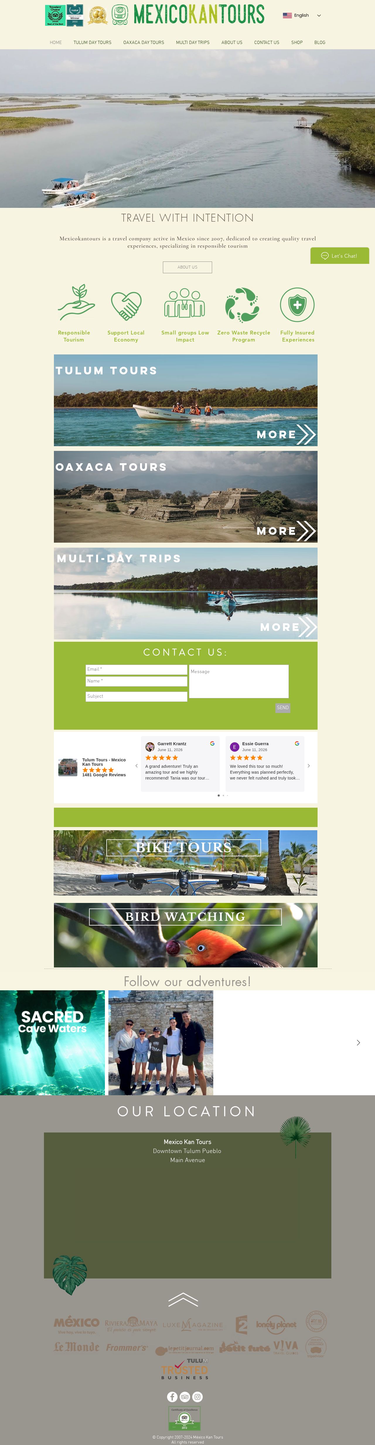Riviera Maya Tours website