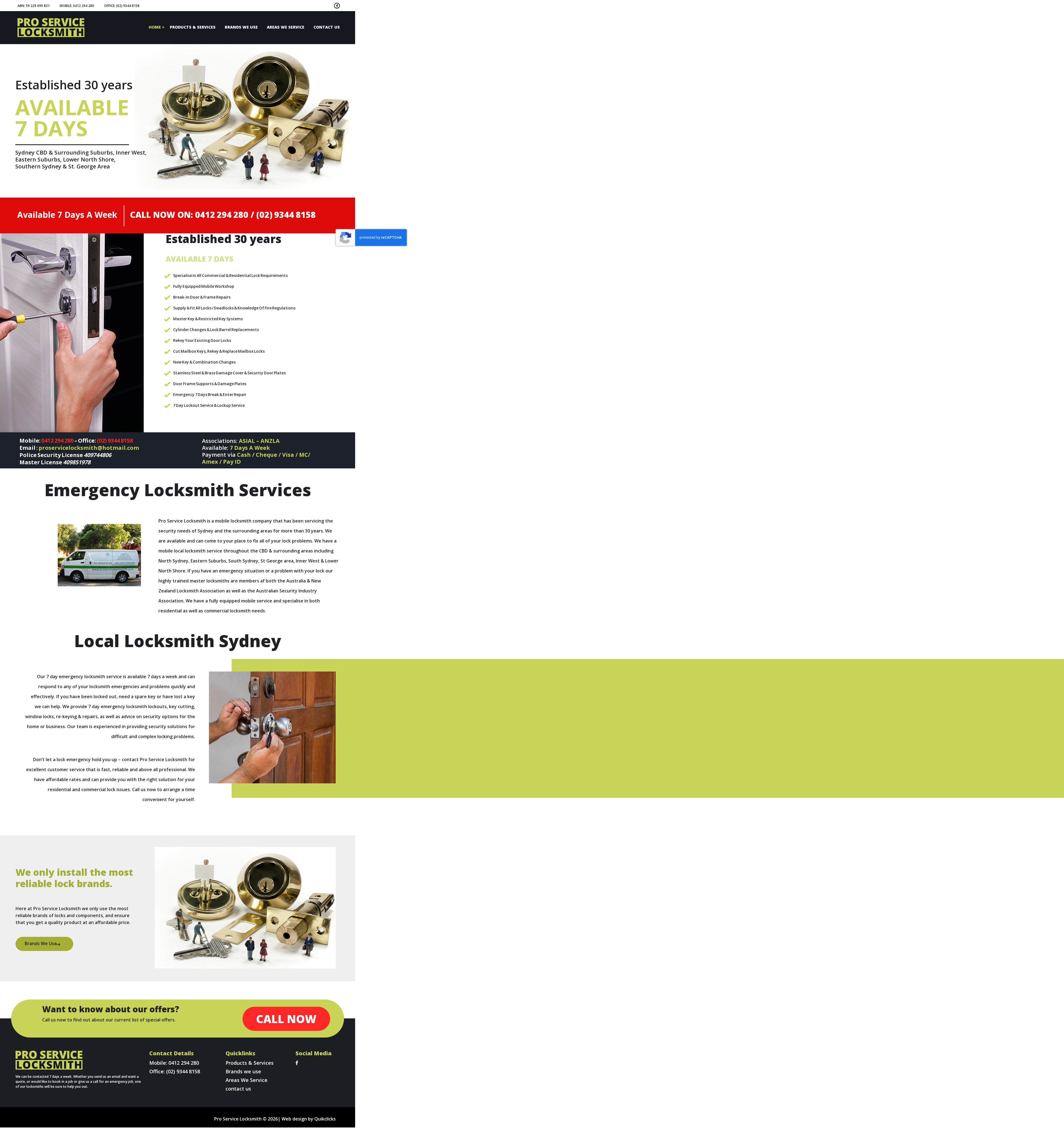 Pro Service Locksmith website