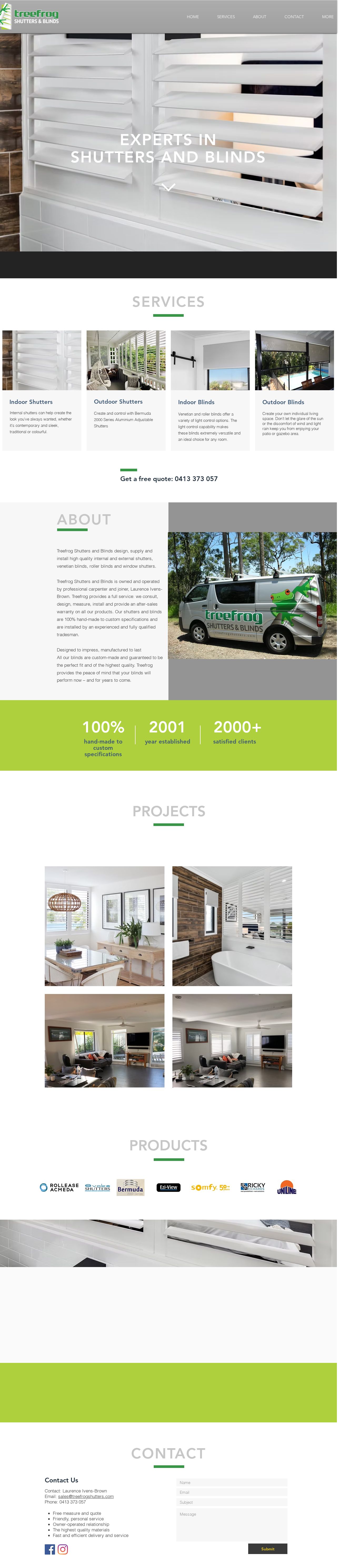 Treefrog Shutters & Blinds website