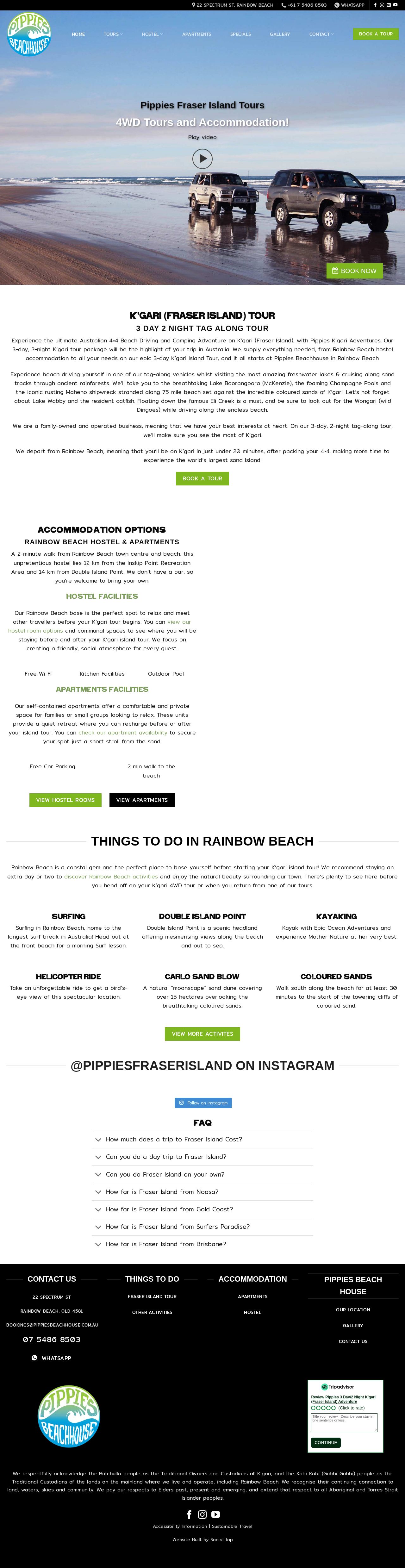Pippies Beach House Rainbow Beach website