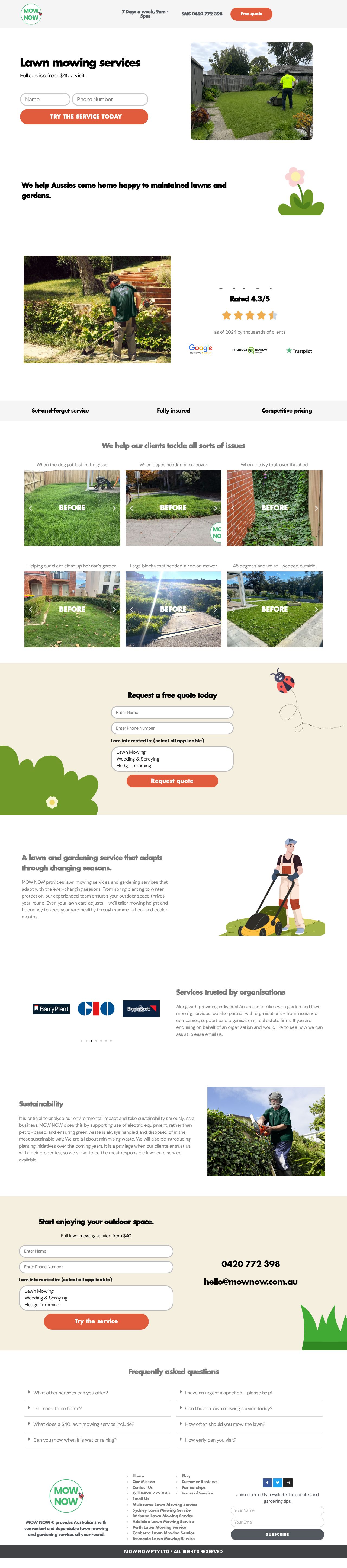 Mow Now website