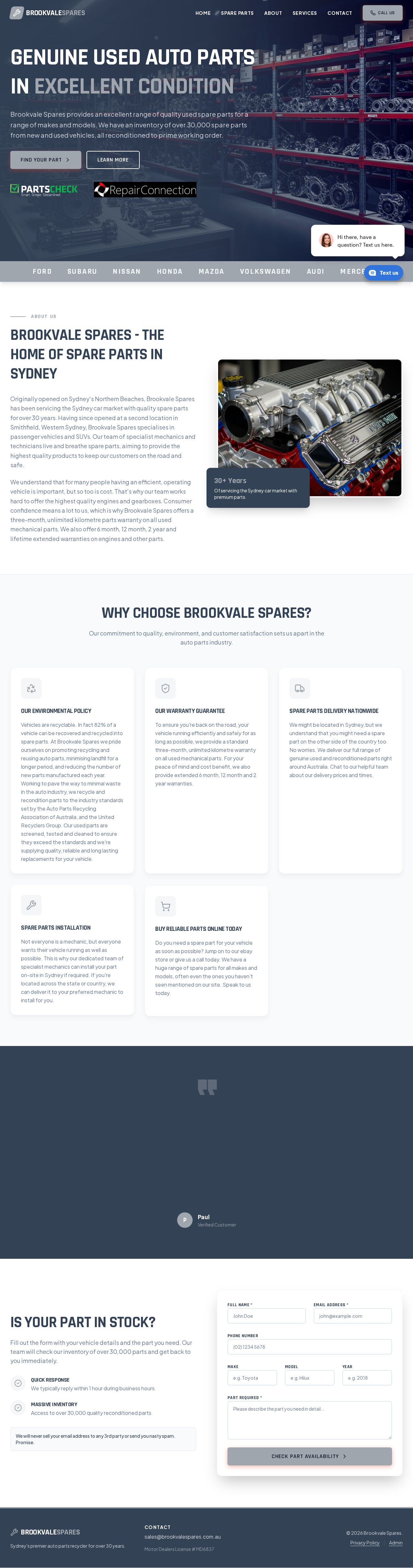 Brookvale Spares - Used Spare Parts Dealers website