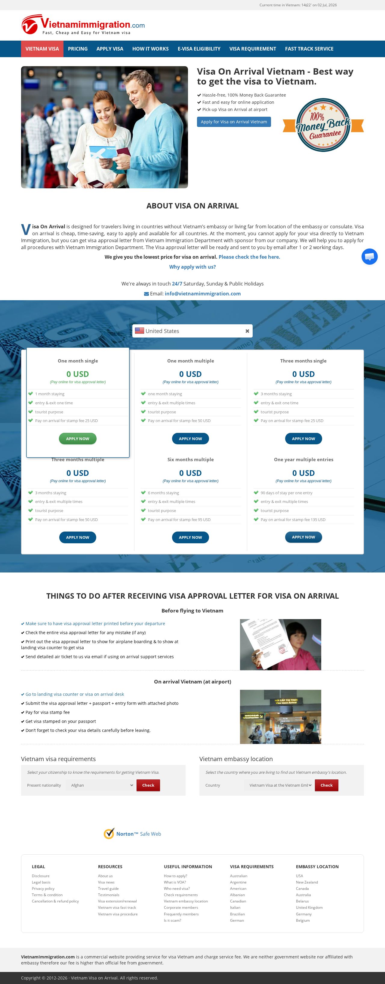 Vietnam Immigration website