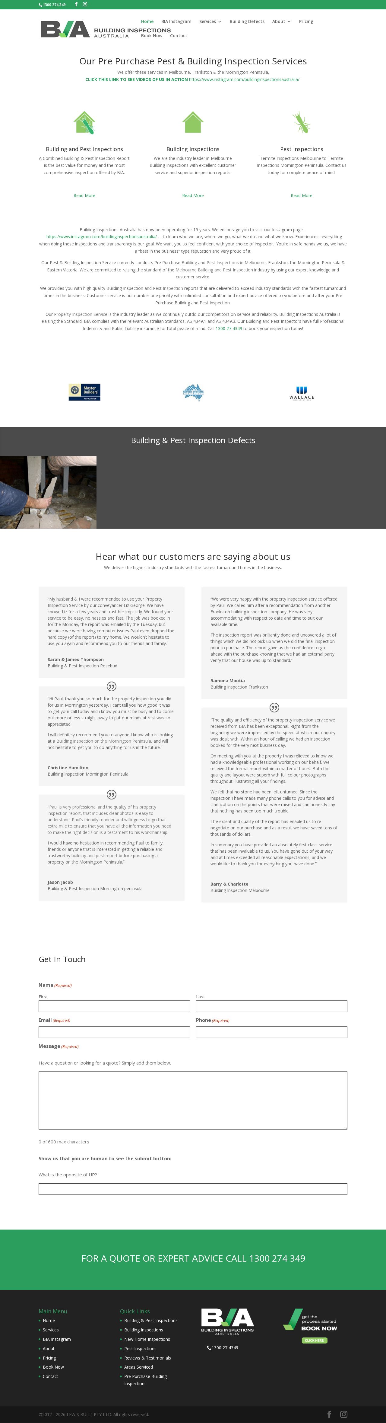 BIA - Building Inspections Mornington website