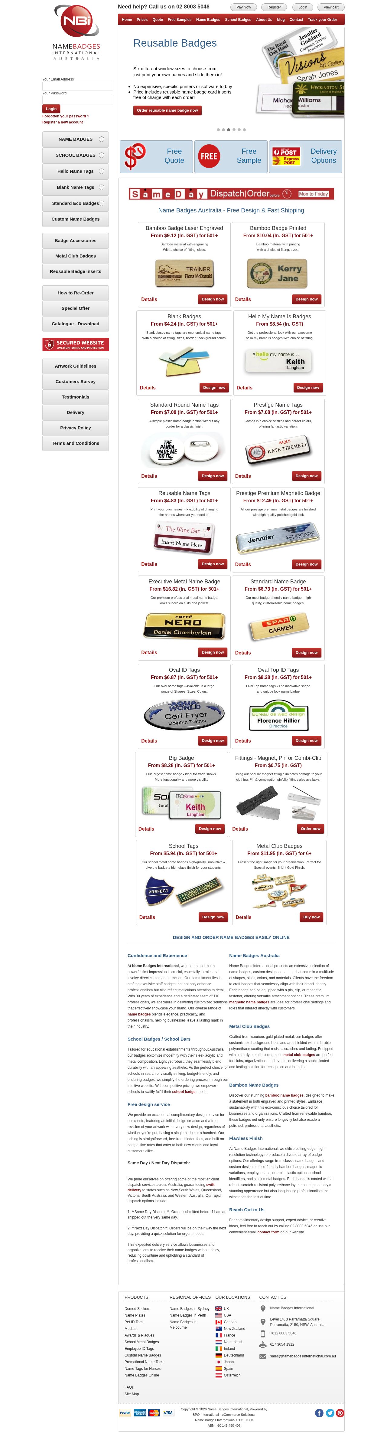 Name Badges International PTY LTD website
