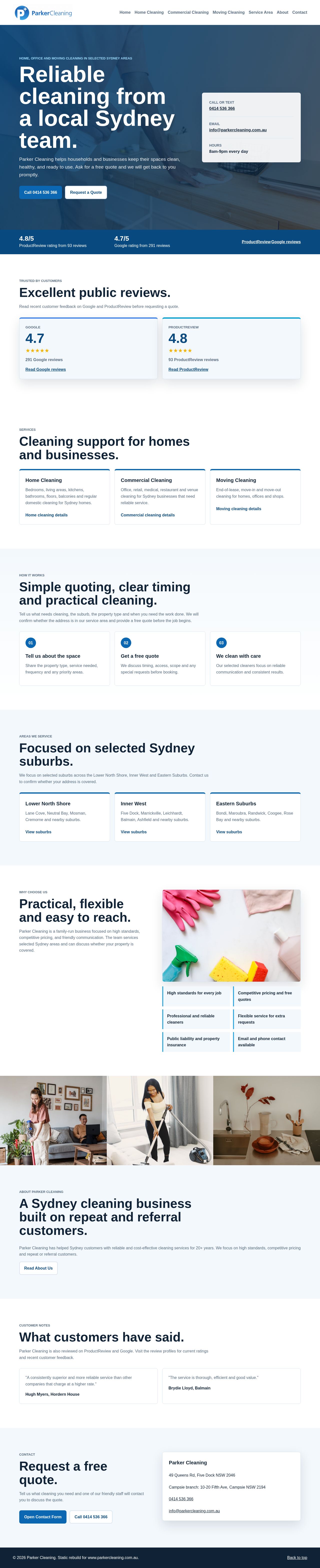 Parker Zheng Cleaning services website