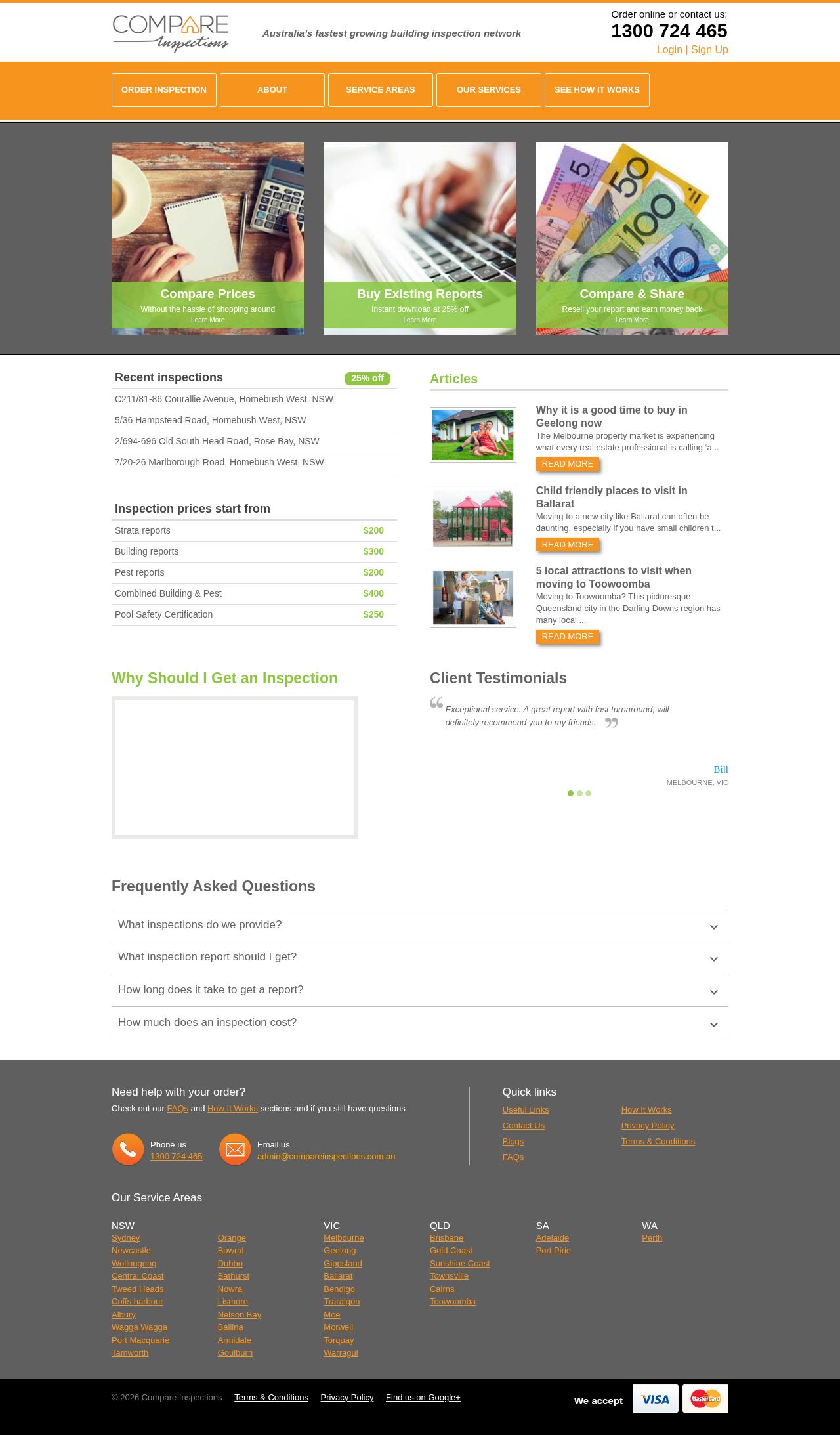 Compare Inspections website