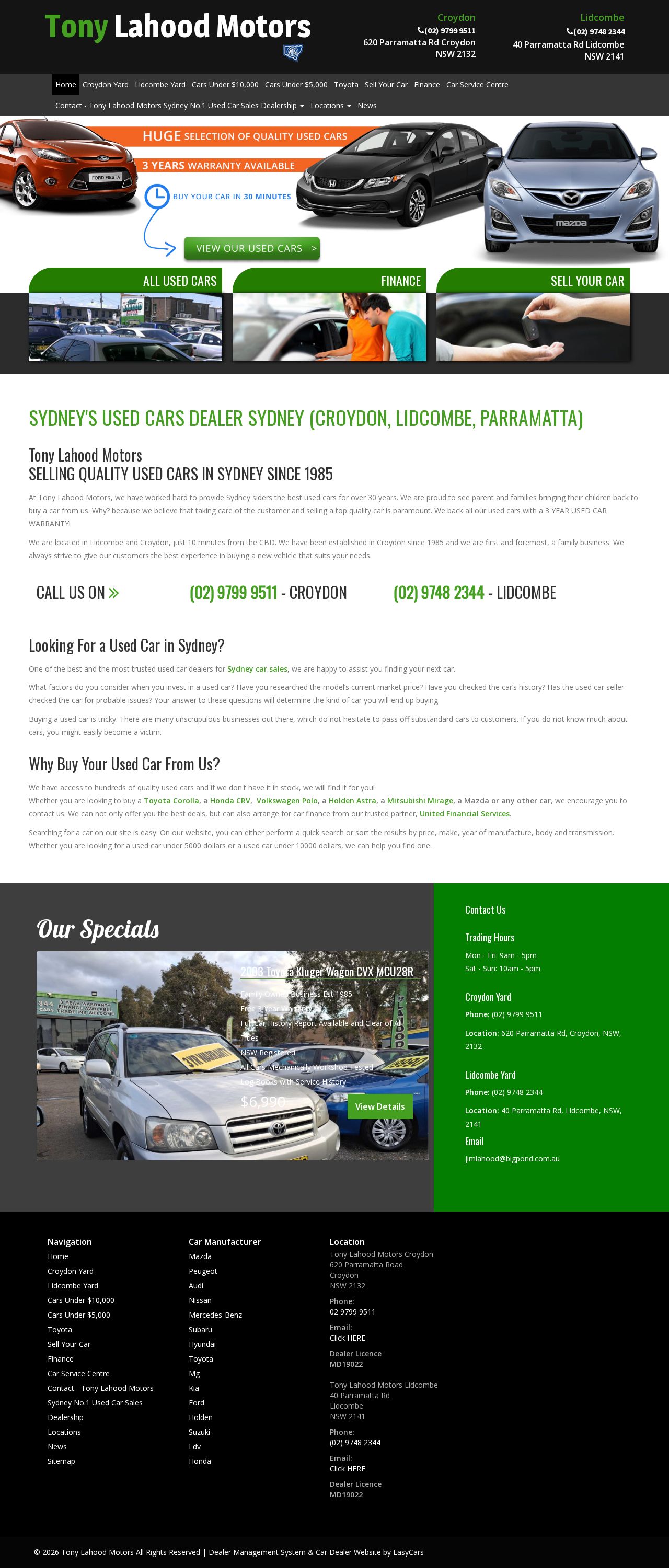 Tony Lahood Motors website