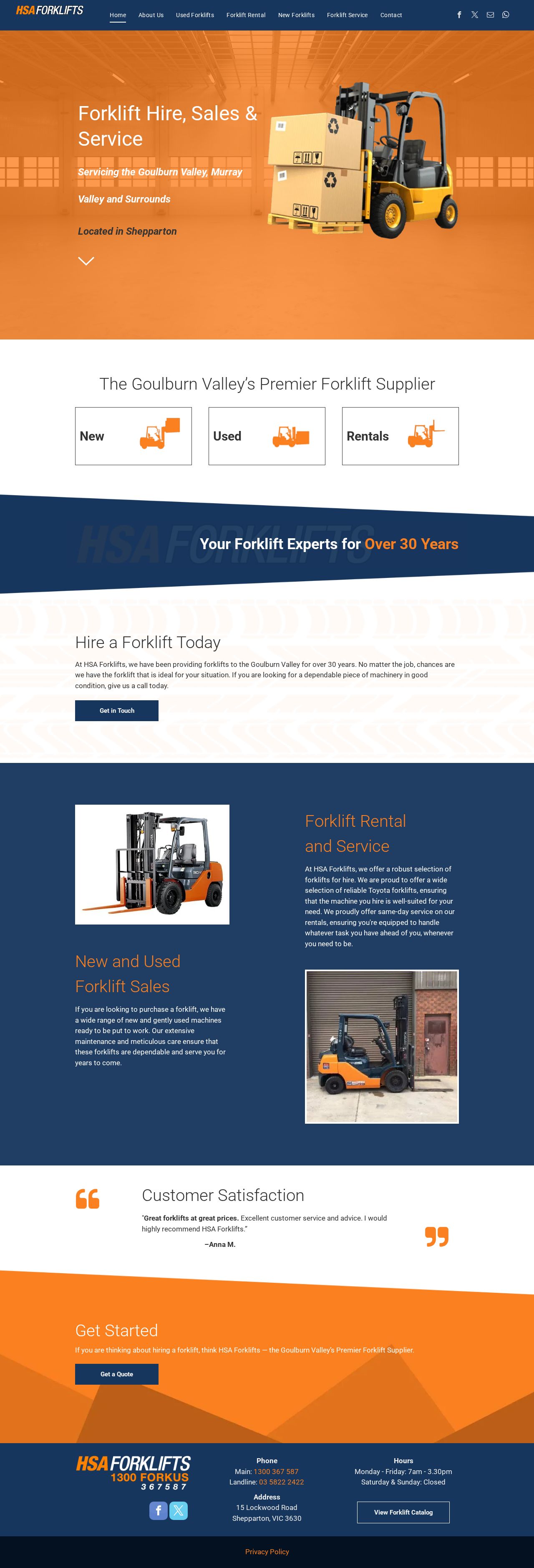 HSA Forklifts website