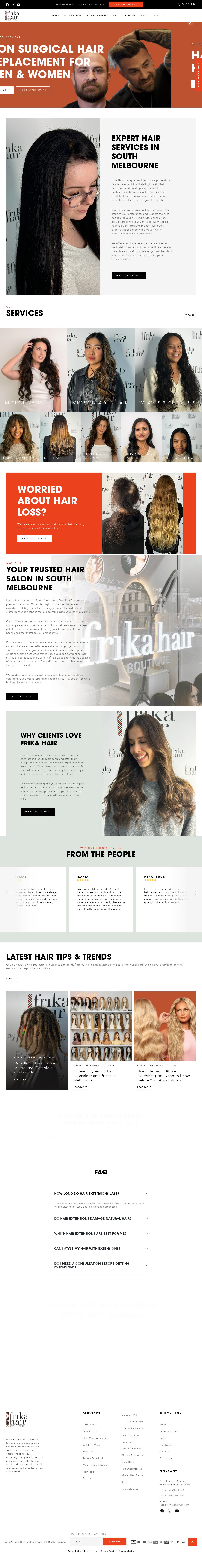 Hair Extensions Melbourne | Frika Hair Boutique website