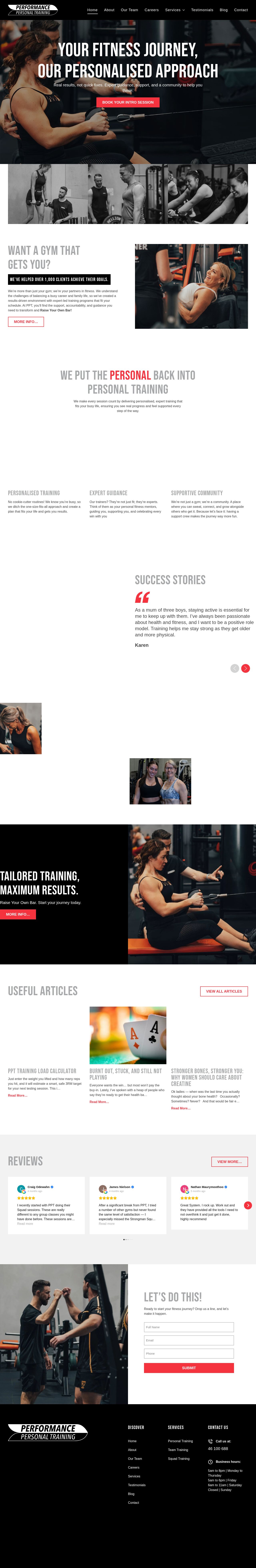 Performance Personal Training website
