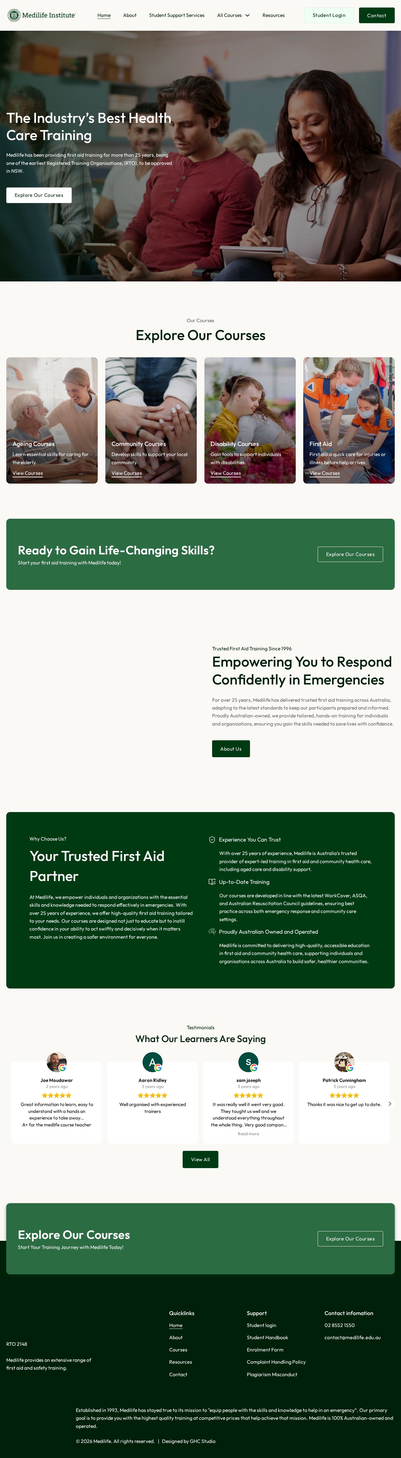 Medilife Pty Ltd website