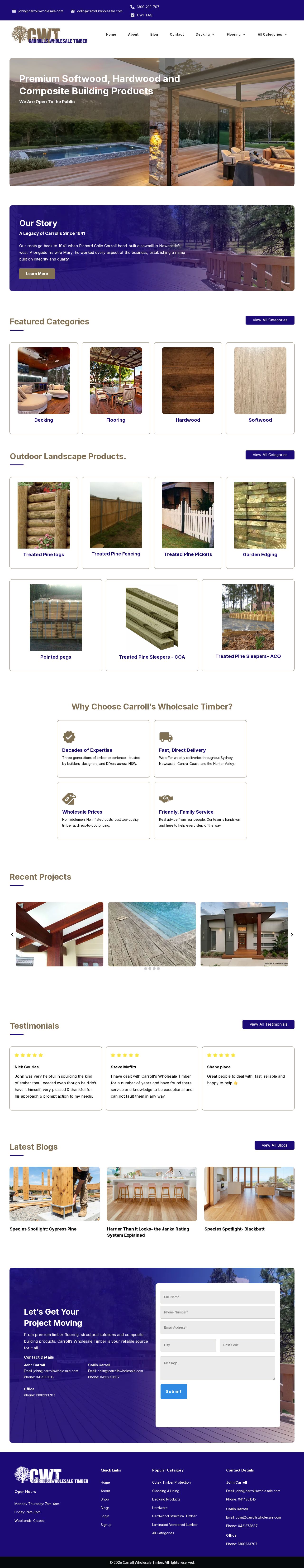 Carrolls Wholesale Timber website