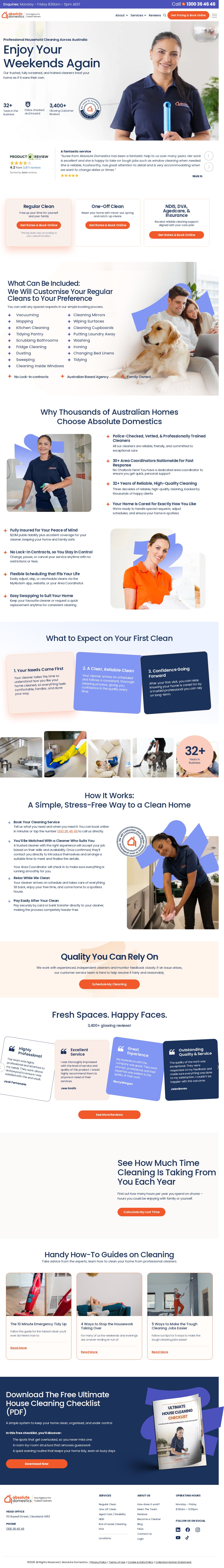 Absolute Domestics - Sydney House Cleaners website