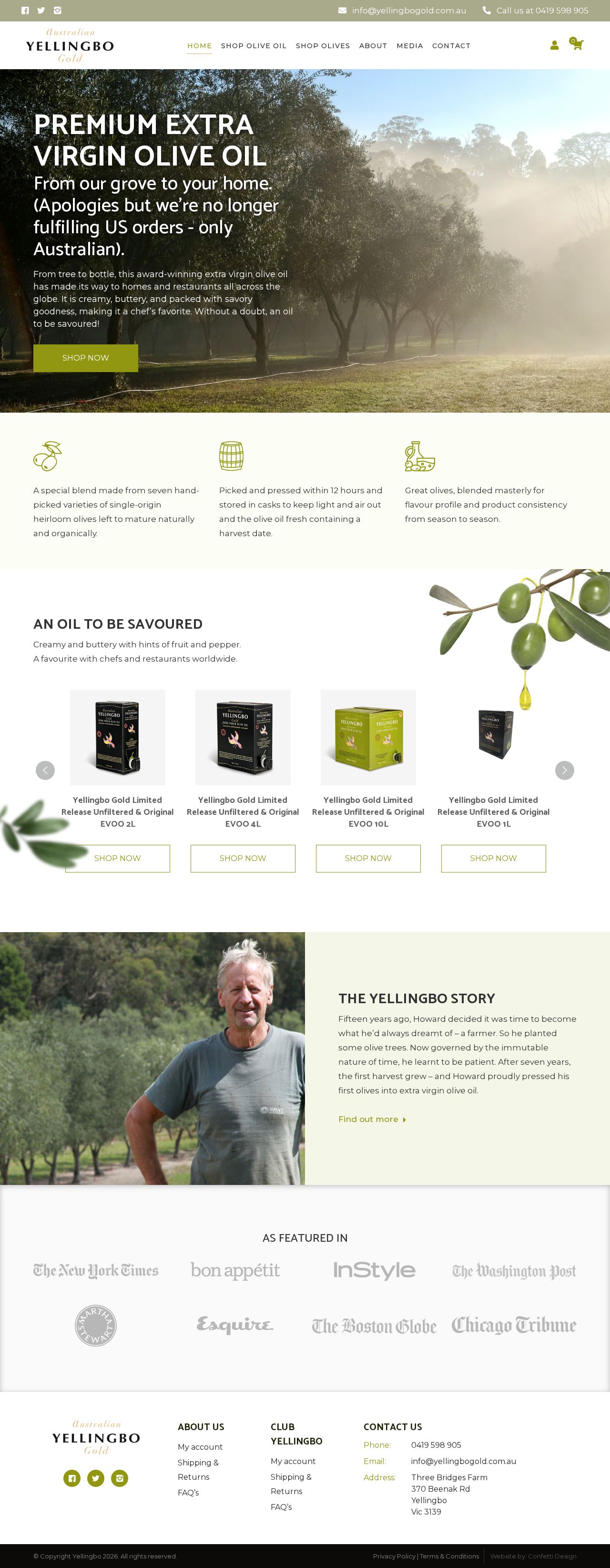 Yellingbo Gold: Award-winning Australian Extra Virgin Olive Oil website