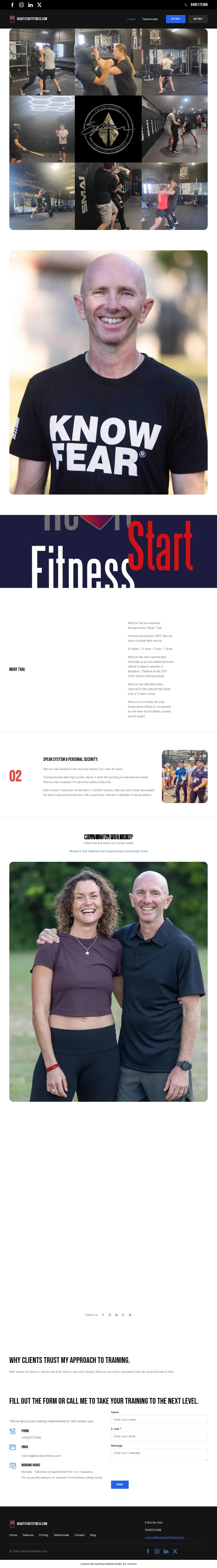 Heart Start Fitness Muay Thai Training website