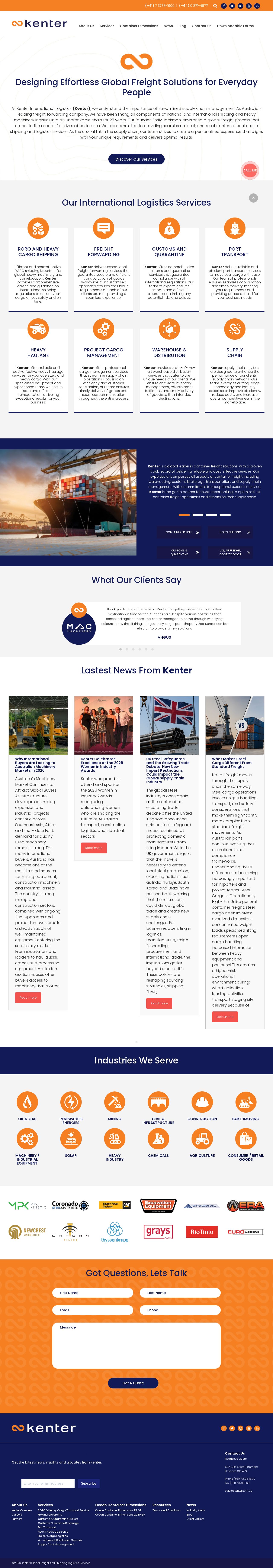 Kenter International Logistics website