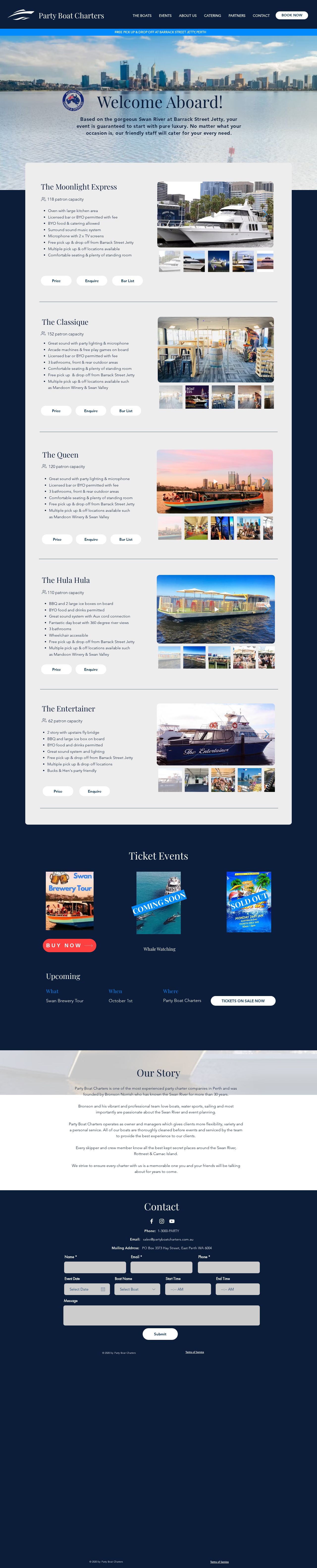 Party Boat Charters website