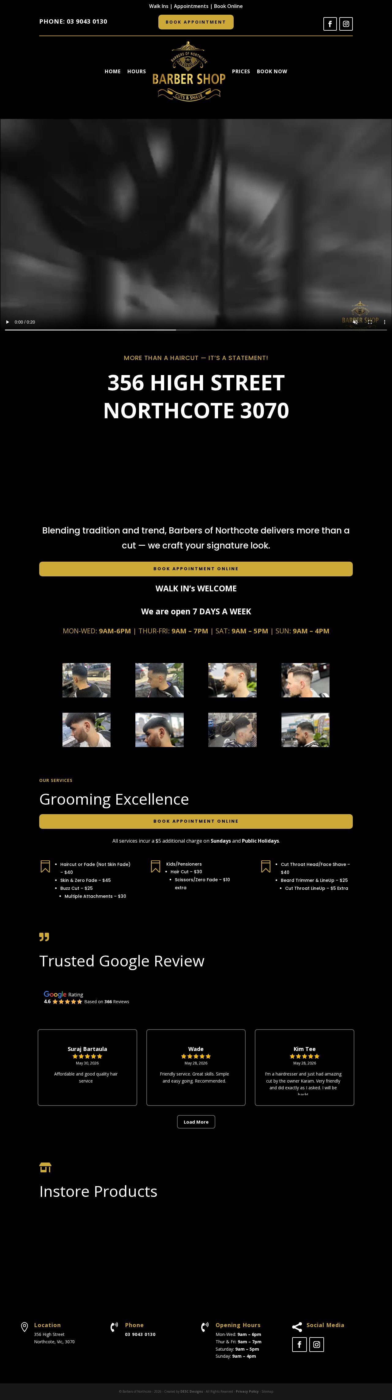 Barbers of Northcote website