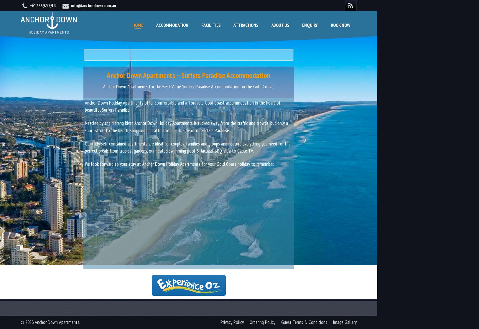 Anchor Down Holiday Apartments website