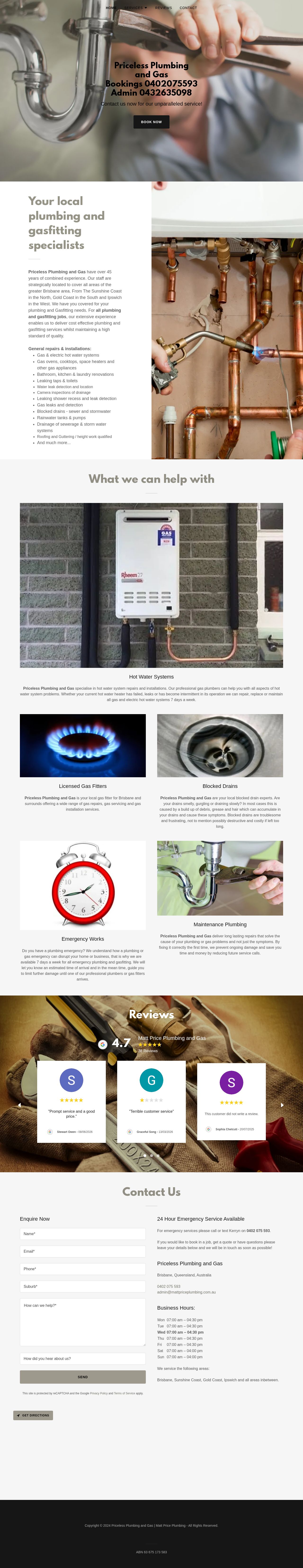 Matt Price Plumbing & Gasfitting website