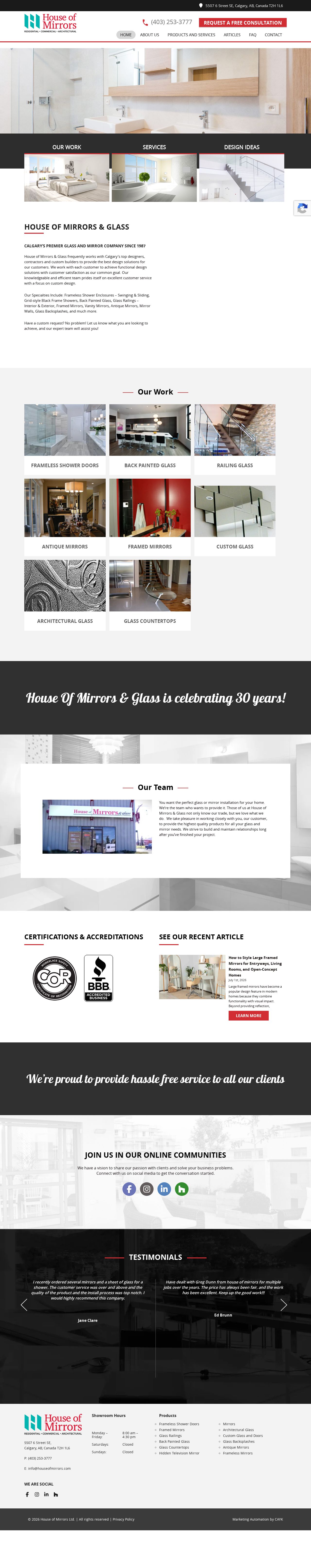glass company calgary website