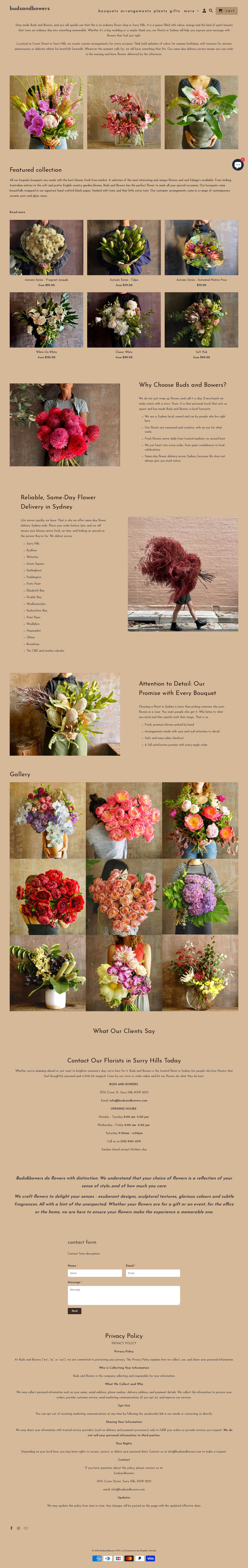 Buds & Bowers Florist website