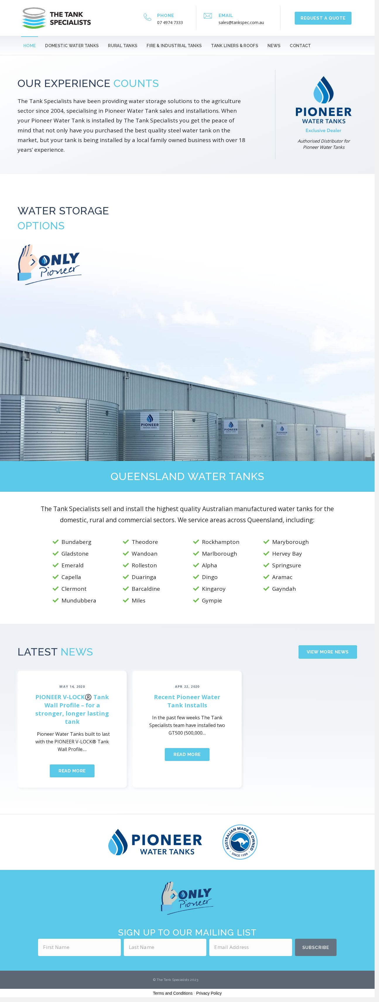 Water Tanks Sunshine Coast website