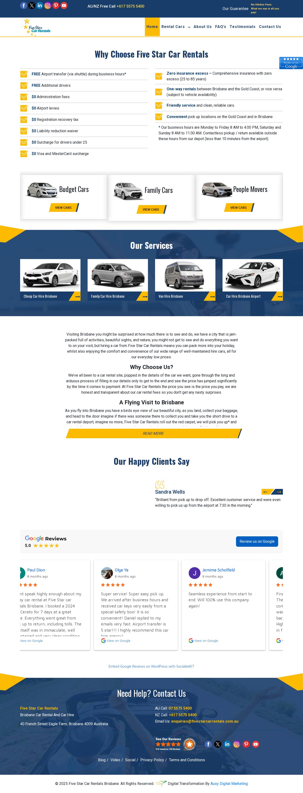 Five Star Car Rentals website
