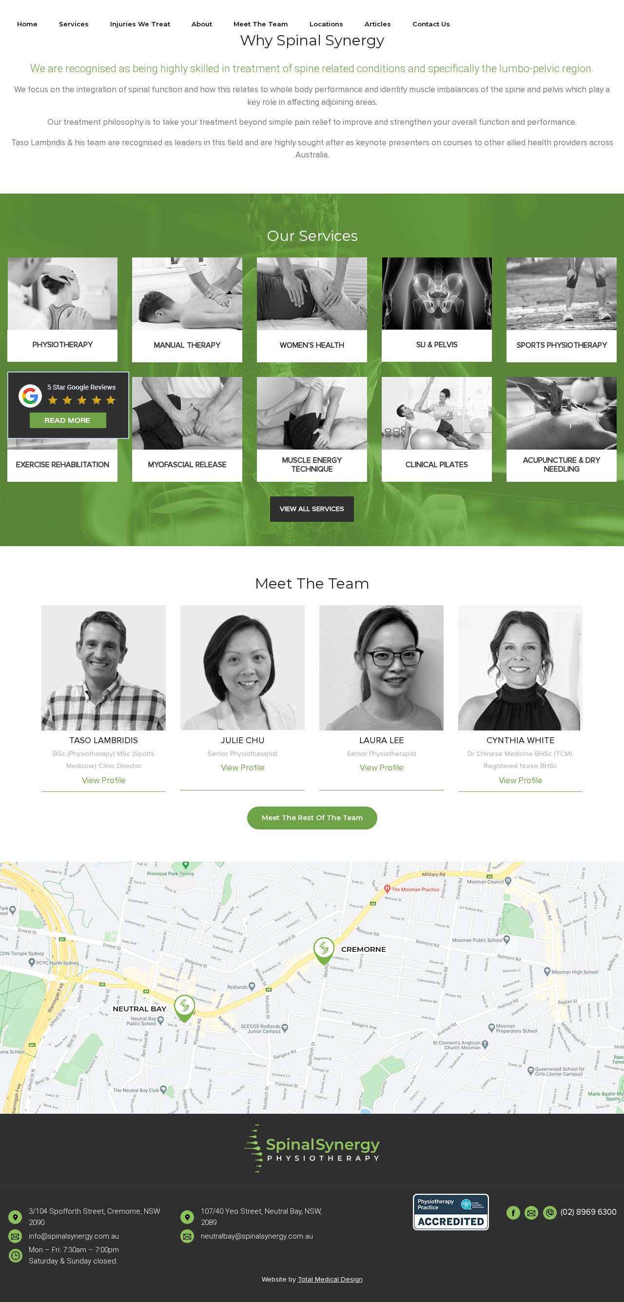Spinal Synergy Physiotherapy website