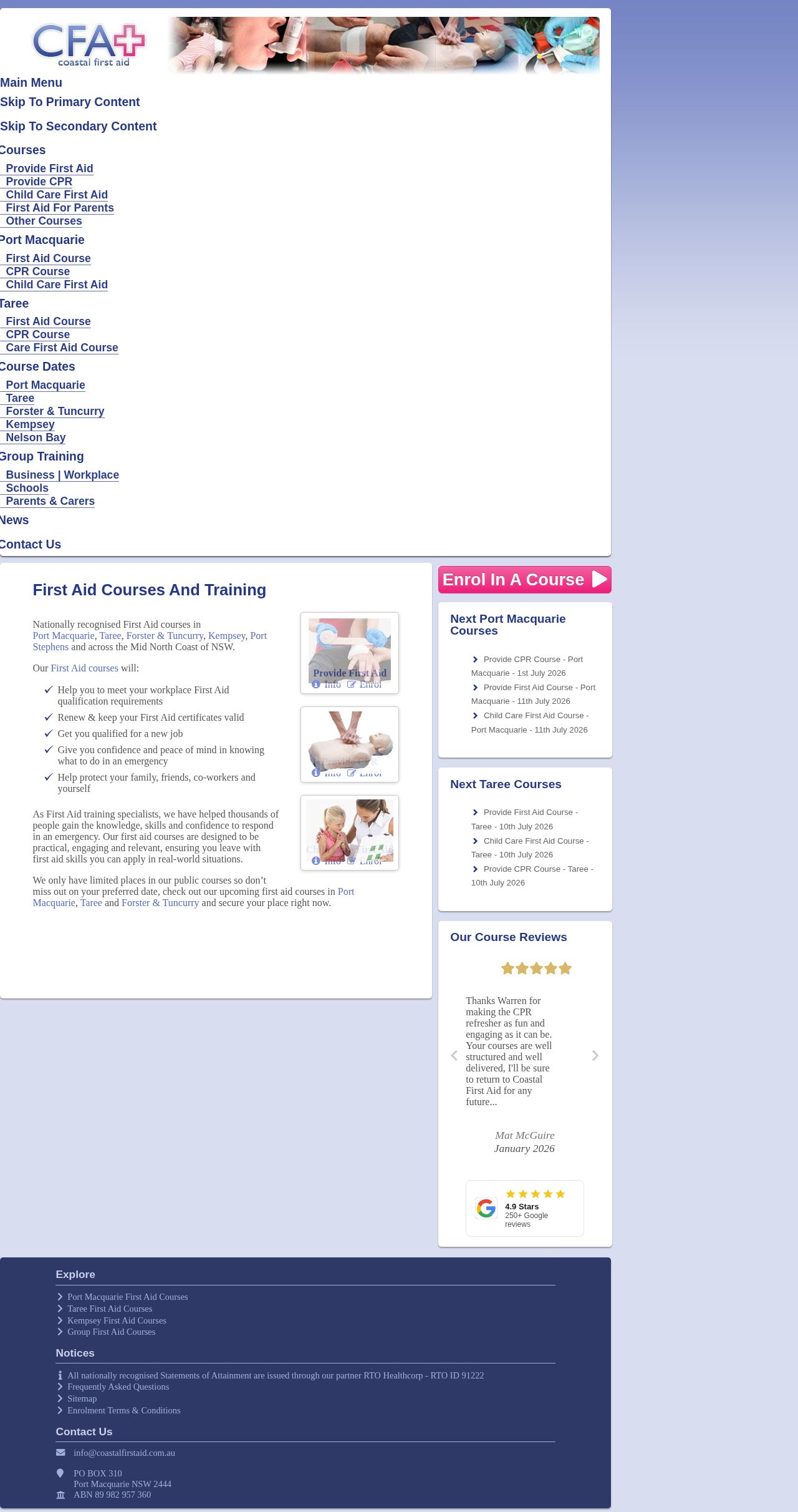 Coastal First Aid website