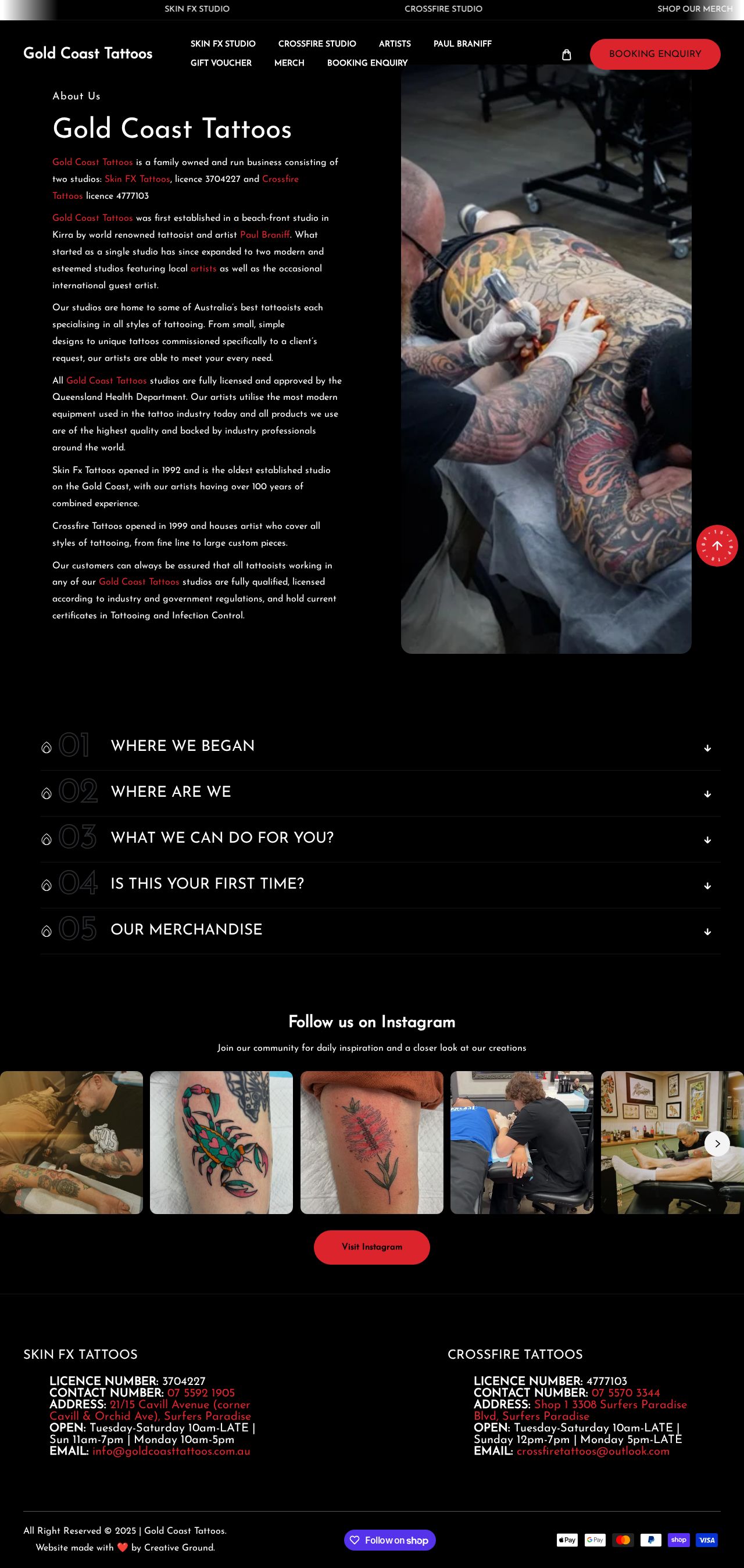 Gold Coast Tattoos website