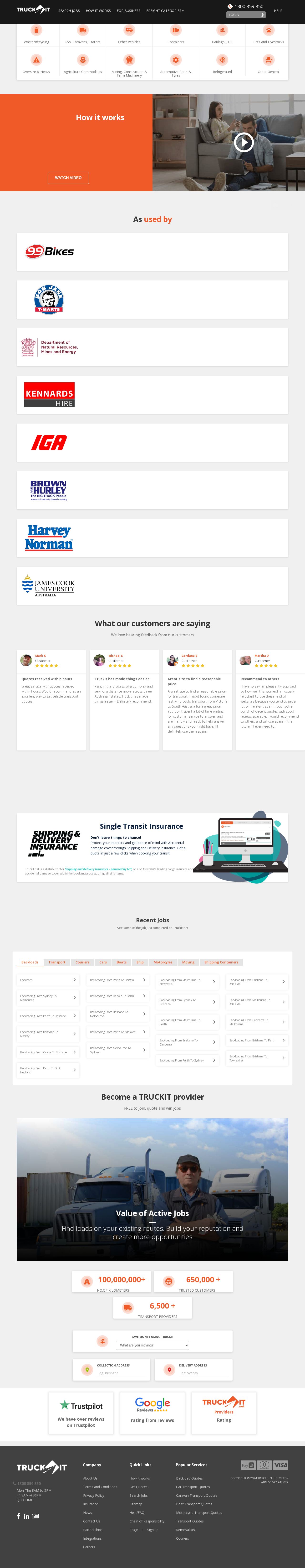 TruckIt.net is Australia's marketplace for road freight services. website